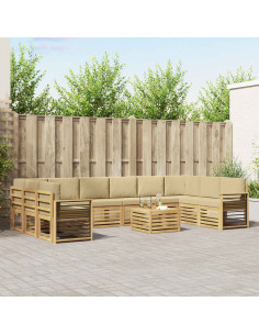 Set di divani da esterno 11 pcs Bianco e Beige 59 x 59 x 37 cm