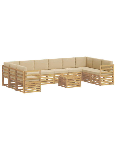 Set di divani da esterno 11 pcs Bianco e Beige 59 x 59 x 37 cm