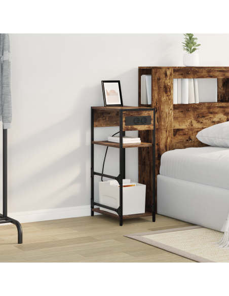 Armadio da Notte Rovere fumé 40 x 27 x 76 cm Legno multistrato