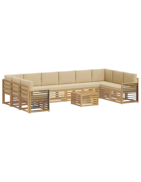 Set di divani da esterno 11 pcs Bianco e Beige 59 x 59 x 37 cm