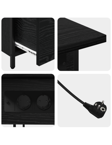 Armadio da Notte Rovere Nero 60 x 30 x 61 cm Legno multistrato
