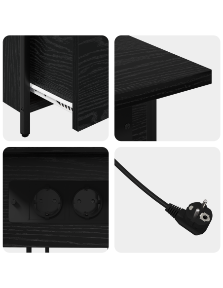 Armadio da Notte Rovere Nero 60 x 30 x 61 cm Legno multistrato