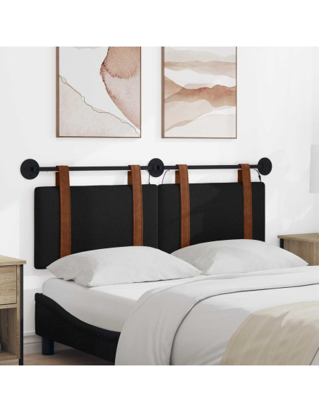 Testiera sospesa Con luce LED Nero PU Antico