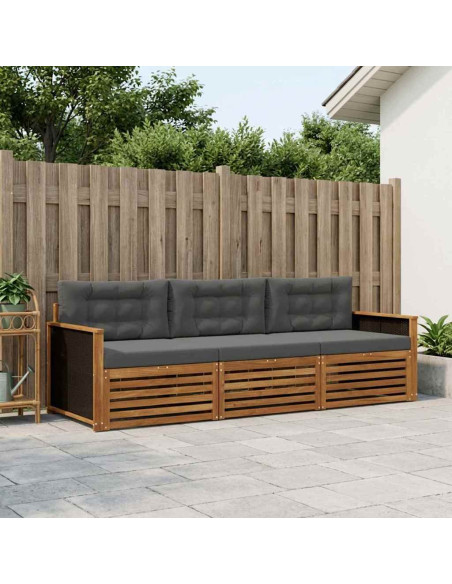 Set di divani da esterno 3 pcs Naturale e Antracite Poliestere