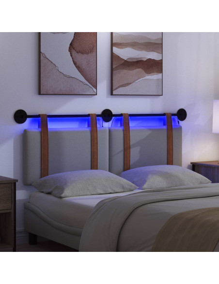 Testiera sospesa Con luce LED Grigio Chiaro PU Antico