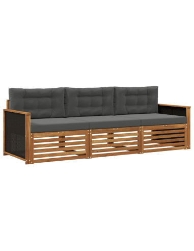 Set di divani da esterno 3 pcs Naturale e Antracite Poliestere