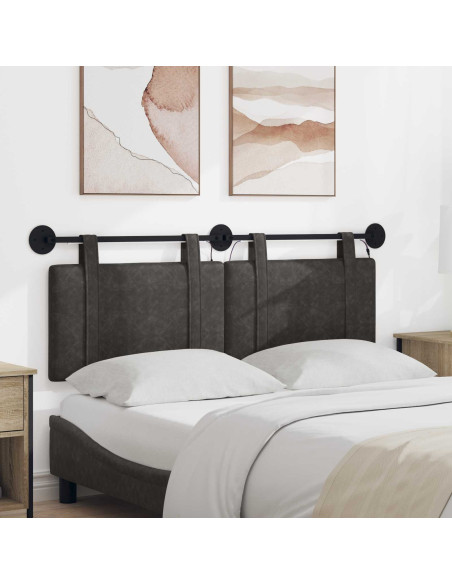 Testiera sospesa Con luce LED Nero PU Antico