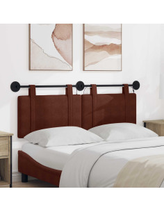 Testiera sospesa Con luce LED Marrone Lucido PU Antico