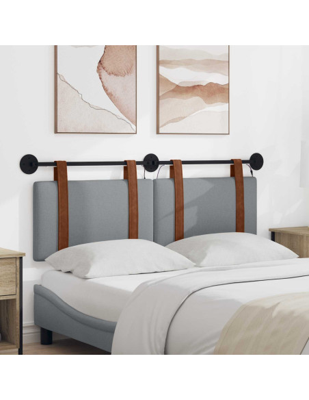 Testiera sospesa Con luce LED Grigio Chiaro PU Antico