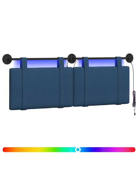 Testiera sospesa Con luce LED Blu Tessuto