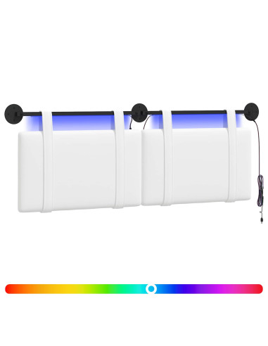 Testiera sospesa Con luce LED Bianco Tessuto