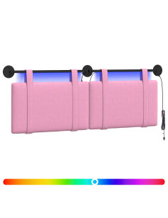 Testiera sospesa Con luce LED Rosa Tessuto 2
