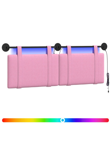 Testiera sospesa Con luce LED Rosa Tessuto