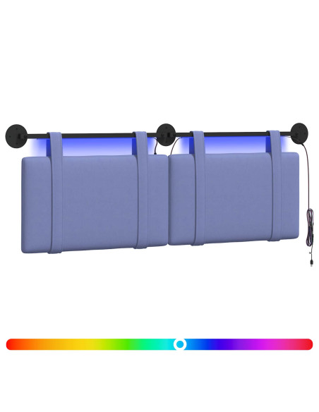 Testiera sospesa Con luce LED Blu jeans Tessuto