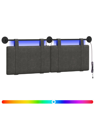 Testiera sospesa Con luce LED Nero PU Antico