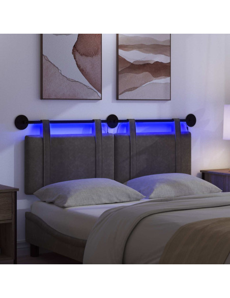 Testiera sospesa Con luce LED Nero PU Antico
