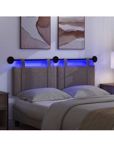 Testiera sospesa Con luce LED Grigio PU Antico