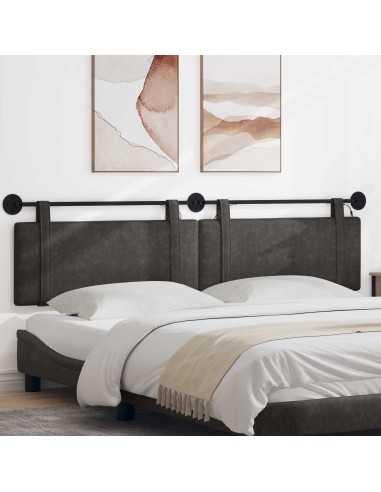 Testiera sospesa Con luce LED Nero PU Antico