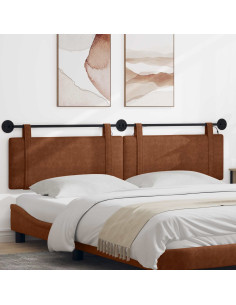 Testiera sospesa Con luce LED Marrone PU Antico