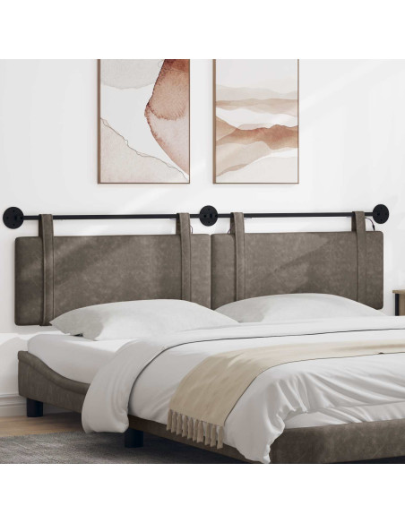 Testiera sospesa Con luce LED Grigio PU Antico