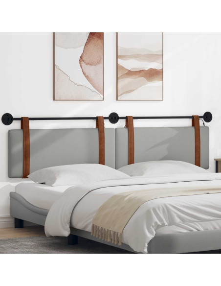 Testiera sospesa Con luce LED Grigio Nuvola PU Antico