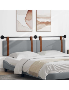 Testiera sospesa Con luce LED Grigio Chiaro PU Antico