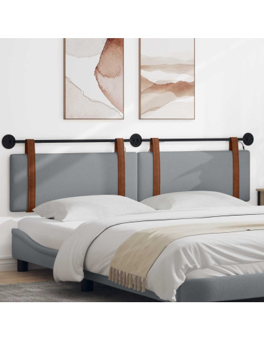 Testiera sospesa Con luce LED Grigio Chiaro PU Antico
