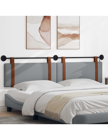 Testiera sospesa Con luce LED Grigio Chiaro PU Antico