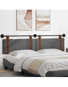 Testiera sospesa Con luce LED Grigio Scuro PU Antico