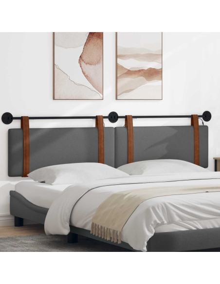 Testiera sospesa Con luce LED Grigio Scuro PU Antico