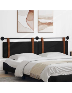 Testiera sospesa Con luce LED Nero PU Antico