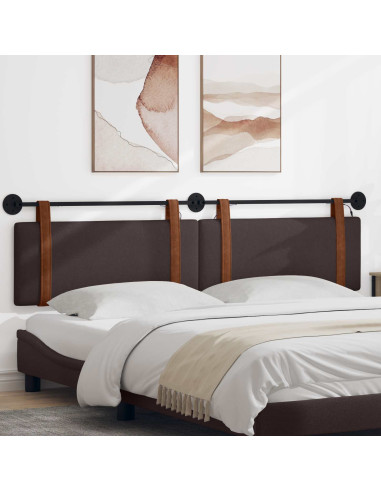 Testiera sospesa Con luce LED Marrone Scuro PU Antico