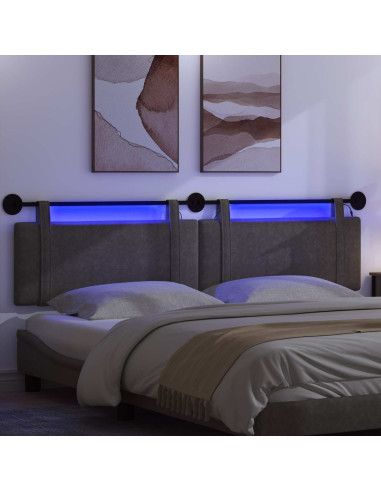 Testiera sospesa Con luce LED Nero PU Antico