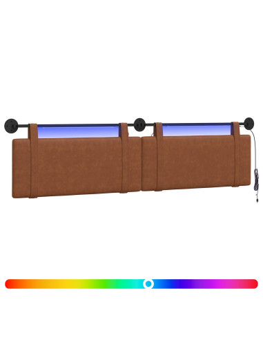 Testiera sospesa Con luce LED Marrone PU Antico