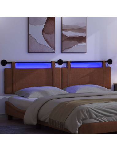 Testiera sospesa Con luce LED Marrone PU Antico
