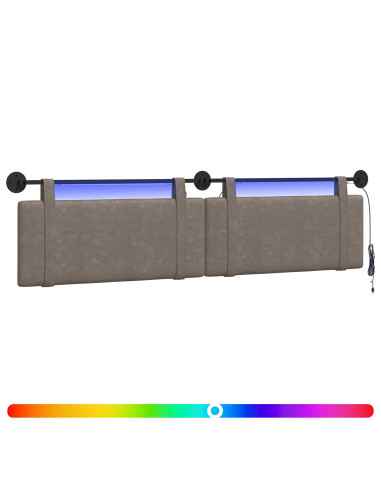 Testiera sospesa Con luce LED Grigio PU Antico