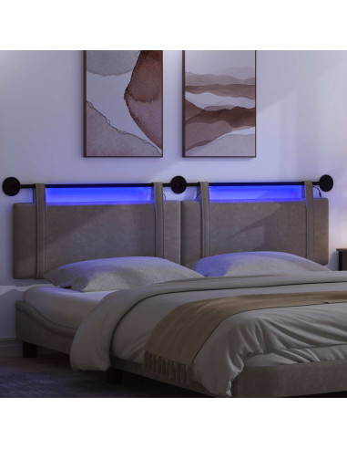 Testiera sospesa Con luce LED Grigio PU Antico