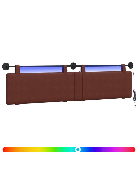 Testiera sospesa Con luce LED Marrone Lucido PU Antico