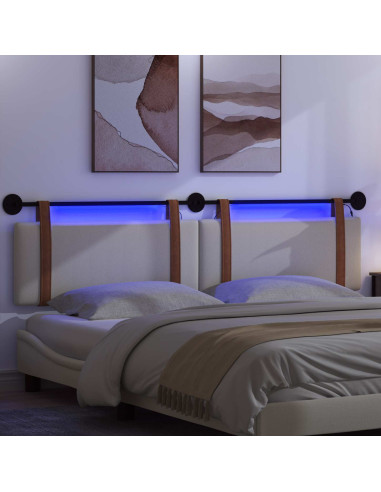 Testiera sospesa Con luce LED Grigio Nuvola PU Antico