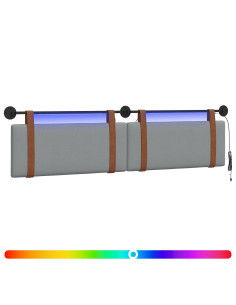 Testiera sospesa Con luce LED Grigio Chiaro PU Antico 2