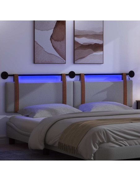 Testiera sospesa Con luce LED Grigio Chiaro PU Antico