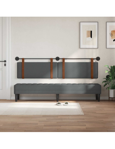 Testiera sospesa Con luce LED Grigio Scuro PU Antico