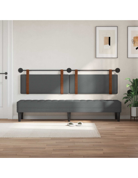Testiera sospesa Con luce LED Grigio Scuro PU Antico