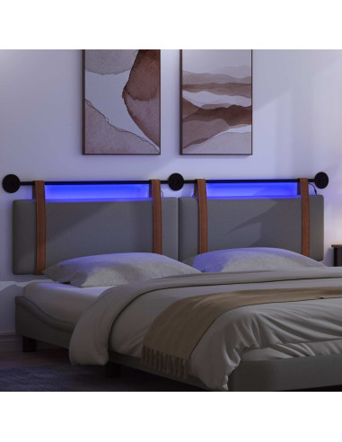 Testiera sospesa Con luce LED Grigio Scuro PU Antico