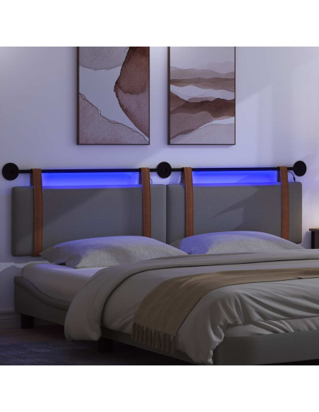 Testiera sospesa Con luce LED Grigio Scuro PU Antico
