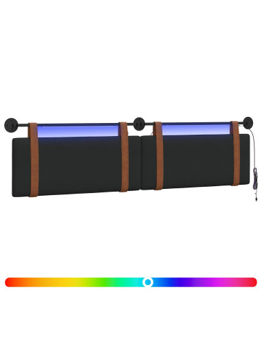 Testiera sospesa Con luce LED Nero PU Antico