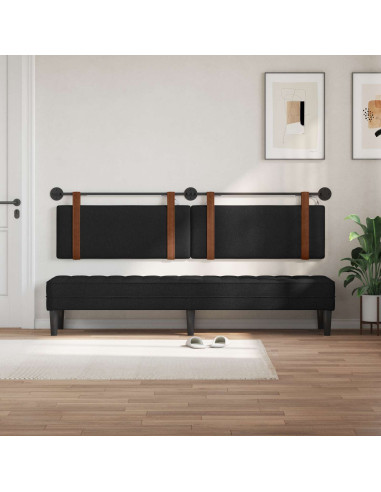 Testiera sospesa Con luce LED Nero PU Antico