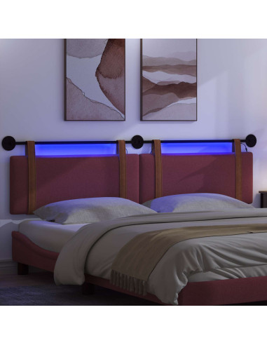 Testiera sospesa Con luce LED Rosso Vino PU Antico