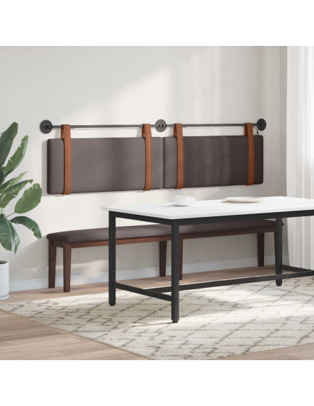 Testiera sospesa Con luce LED Marrone Scuro PU Antico