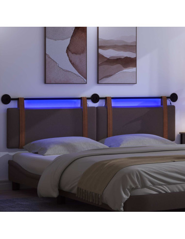 Testiera sospesa Con luce LED Marrone Scuro PU Antico